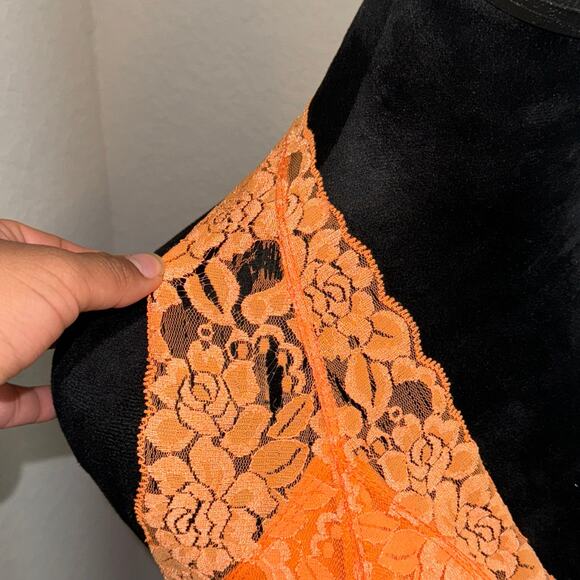 Y2K Wildcat Halter Dress Neon Orange Women's Size M/L Lace Trim Boho Preppy - Picture 4 of 7